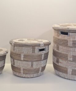 CONJUNTO KEUP ~ CESTA CON TAPA PLANA GRIS – 3 Uds.