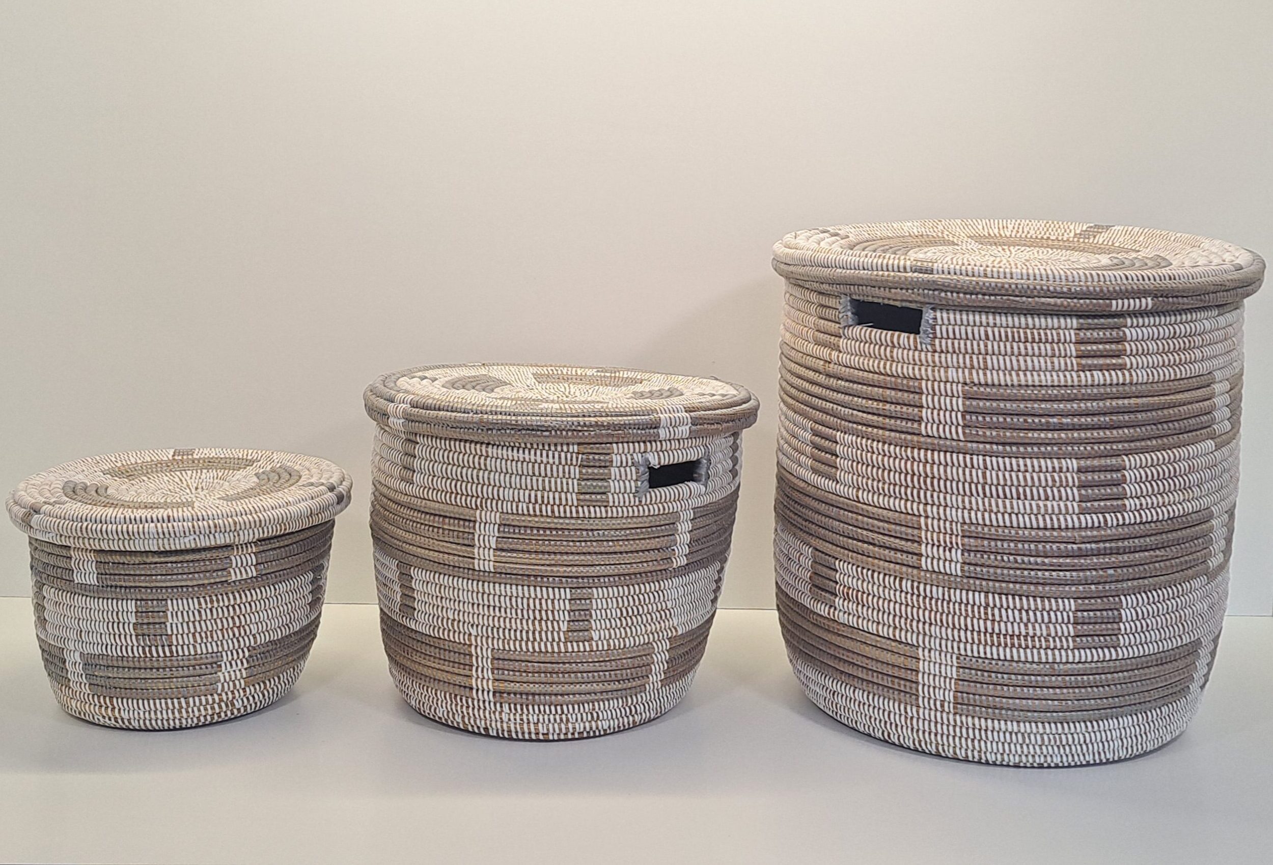 CONJUNTO KEUP ~ CESTA CON TAPA PLANA GRIS – 3 Uds.