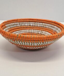 Fuente Circular Artesanal / Bol "Naranja & Blanco" 