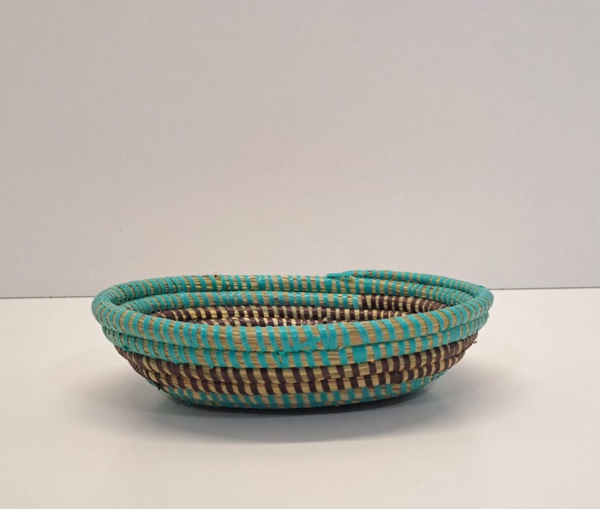 Fuente Ovalada Artesanal / Bol "Turquesa & Marrón"