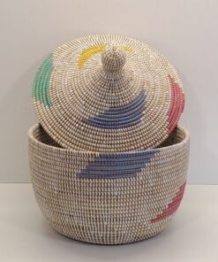 Alternative view of Cesta Artesanal "Souper" Grande con Tapa Tradicional Blanco & Parches Colores 