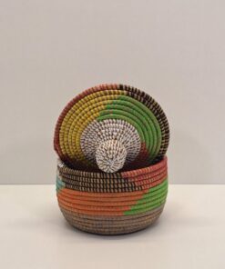 Alternative view of Cesta Artesanal "Souper Pequeña" con Tapa Tradicional Multicolor Patchwork 