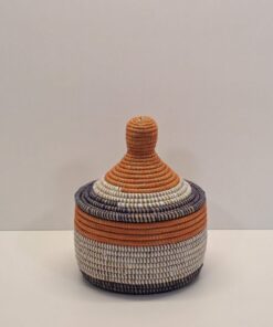 Cesta Artesanal "Souper Pequeña" con Tapa Tradicional Naranja & Azul