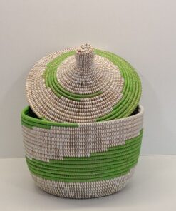 Alternative view of Cesta Artesanal "Souper" Grande con Tapa Tradicional Blanco & Verde 