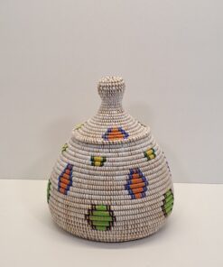 TAKH ~ CESTA CON TAPA TRADICIONAL BLANCO Y ROMBOS