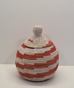Cesta Artesanal con Tapa Tradicional "Takh" Terracota & Blanco 