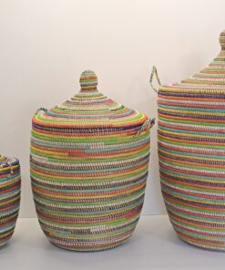 CONJUNTO TEGELE ~ CESTA CON TAPA TRADICIONAL ARCOIRIS – 3 Uds.