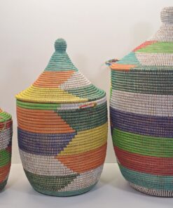CONJUNTO TEGELE ~ CESTA CON TAPA TRADICIONAL COLORIDO – 3 Uds.