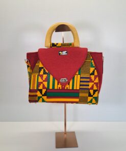 Bolso de Mano Artesanal "Kente & Madera"