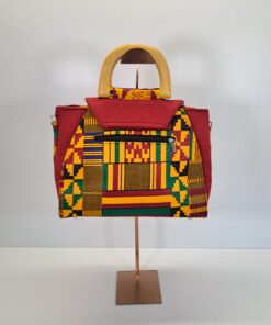 Alternative view of Bolso de Mano Artesanal "Kente & Madera"