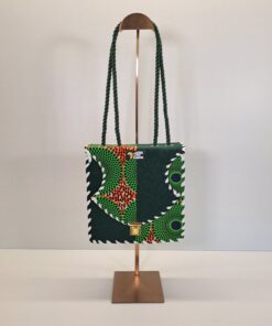 Bolso Caja "Selva Verde" – Hecho a Mano con Tela Wax y Cordones Étnicos