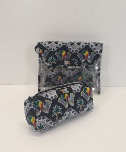 Set de Aseo "Ritmo Tropical" – Neceser Transparente y Estuche con Motivos Culturales