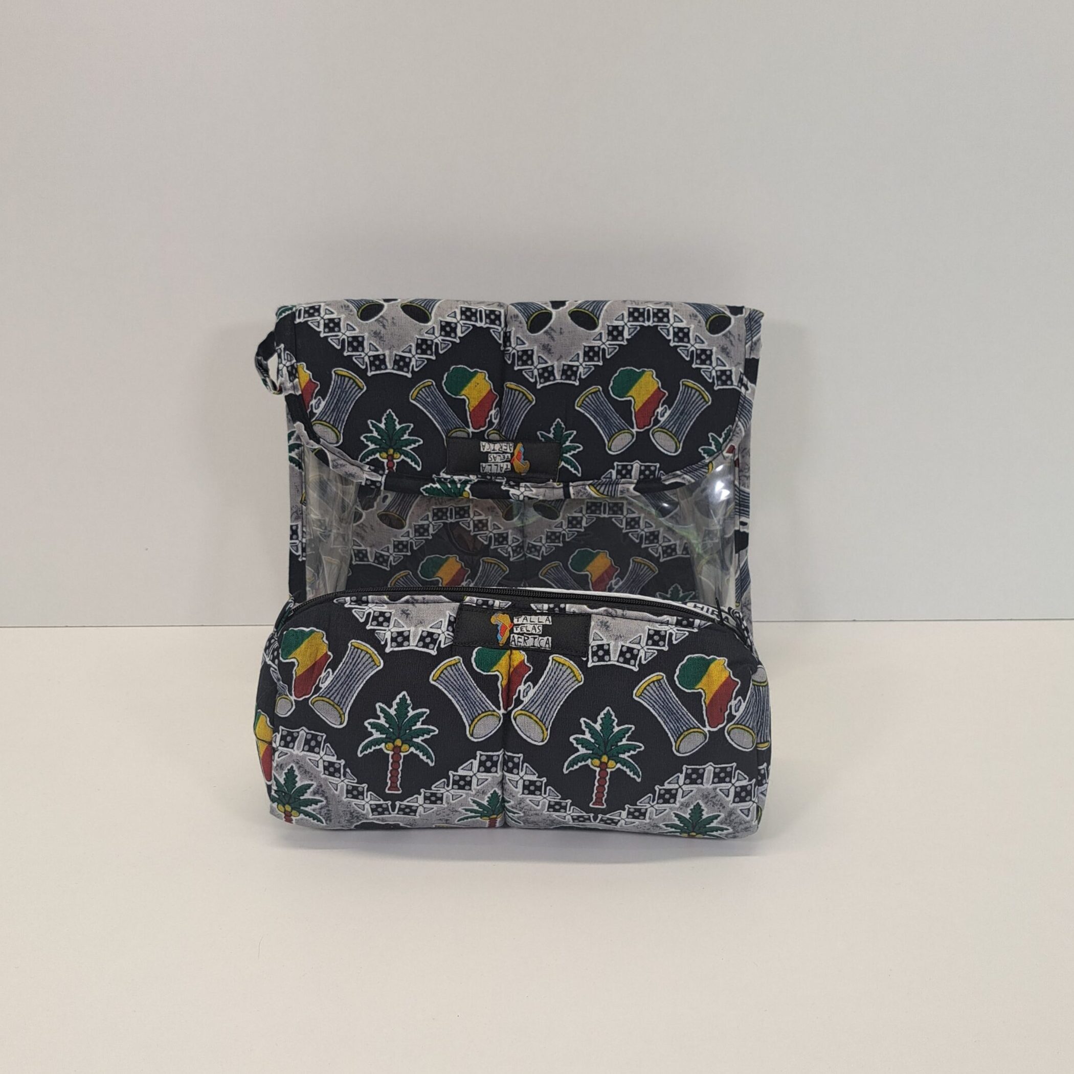 Set de Aseo "Ritmo Tropical" – Neceser Transparente y Estuche con Motivos Culturales - Imagen 2