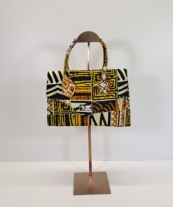 Bolso Maletín "Legado Bogolan" – Hecho a Mano con Doble Asa y Estampado Geométrico y Doble Asa