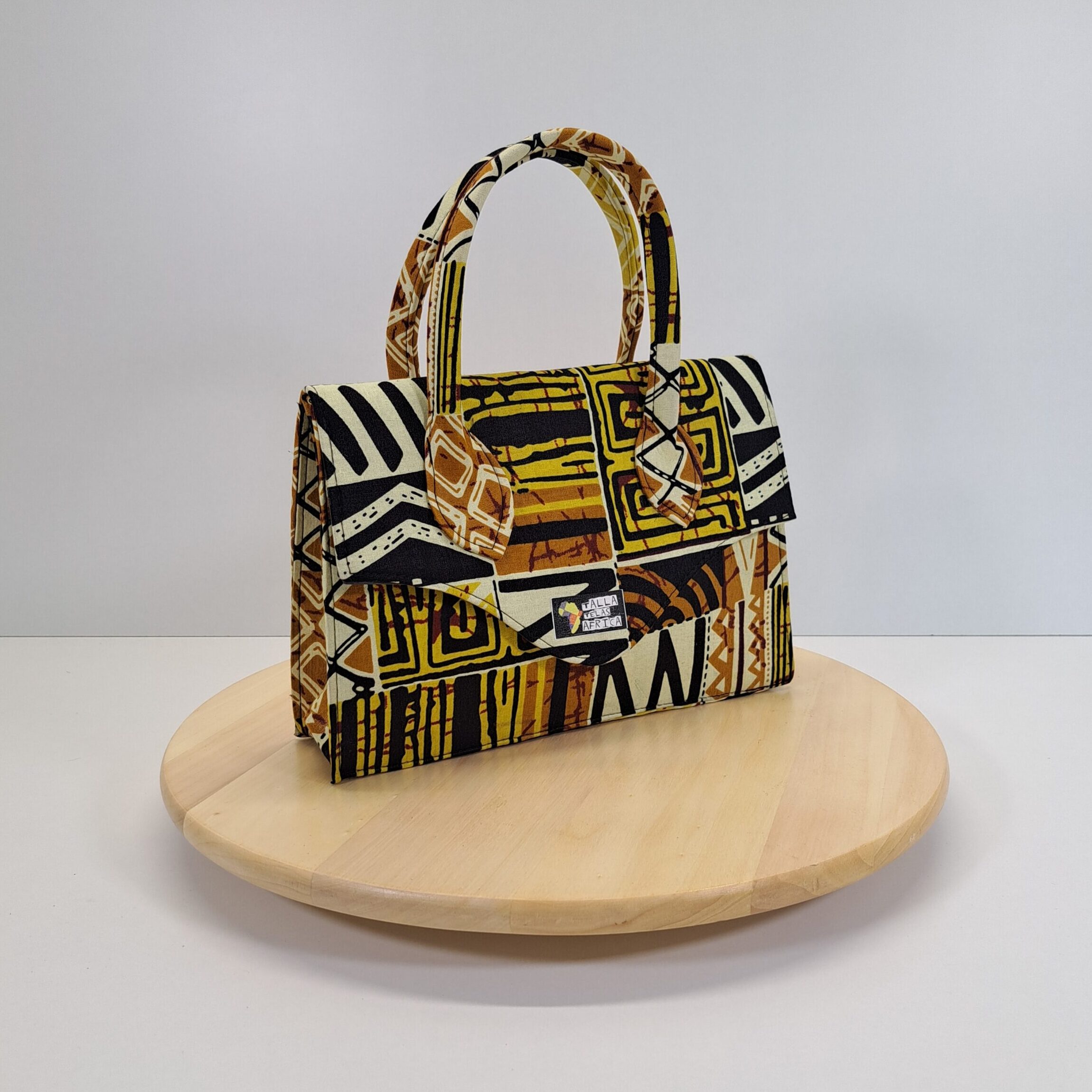 Bolso Maletín "Legado Bogolan" – Hecho a Mano con Doble Asa y Estampado Geométrico y Doble Asa - Imagen 3