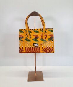 Bolso Maletín "Amanecer Kente" – Hecho a Mano con Doble Asa y Estampado Geométrico