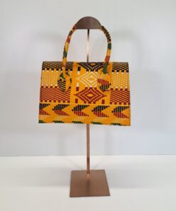 Alternative view of Bolso Maletín "Amanecer Kente" – Hecho a Mano con Doble Asa y Estampado Geométrico