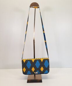 Bolso de Mano & Bandolera "Zafiro Geométrico" – Diseño Rígido en Tela Wax