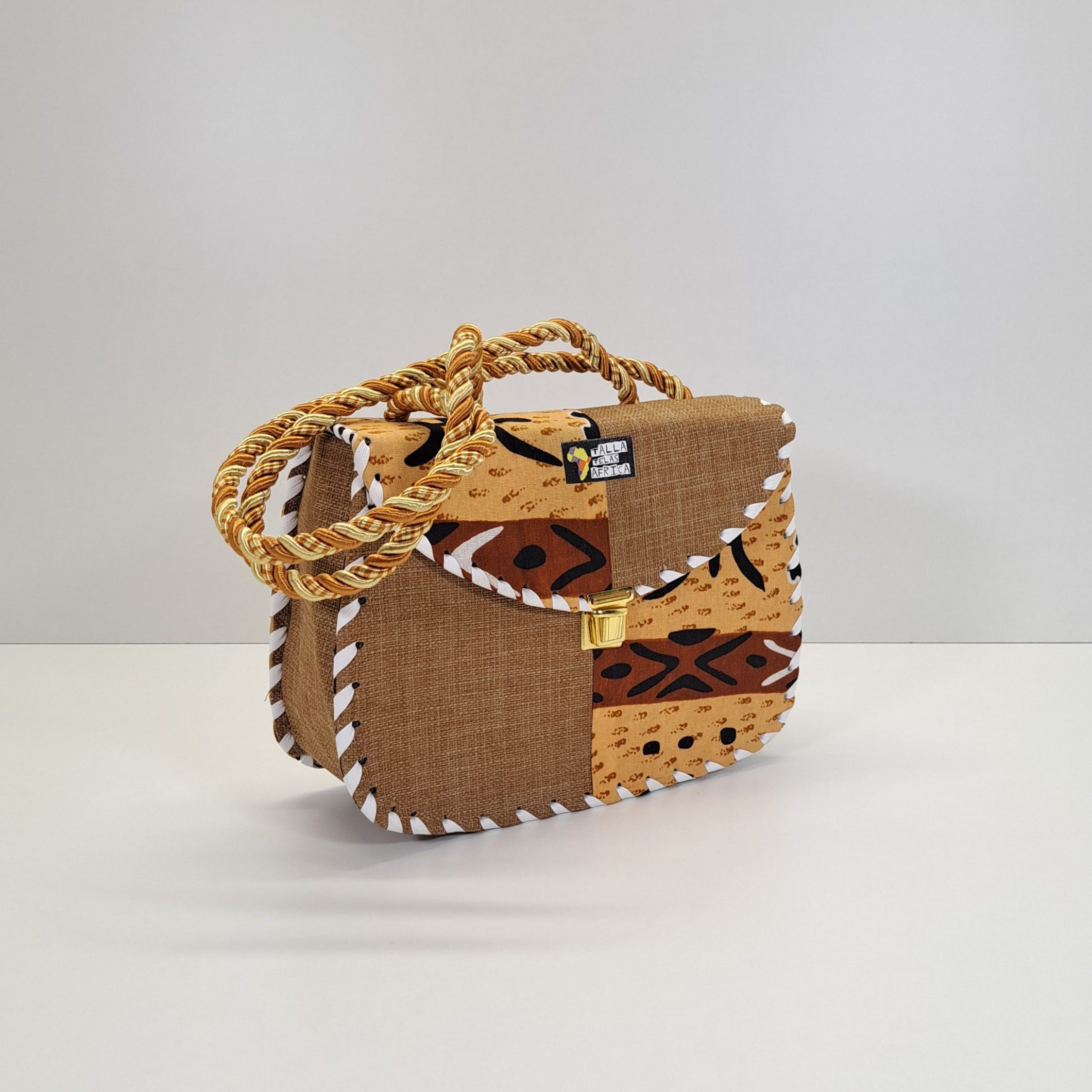 Bolso Caja "Santuario Étnico" – Hecho a Mano en Yute Natural y Asas de Cordón - Imagen 4
