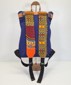 Alternative view of Mochila "Turbante de la Reina" – Diseño Único Hecho a Mano con Rostro Africano (Azul)