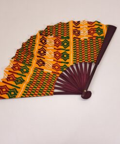 Alternative view of Abanico "Mandala Solar" – Diseño Único Hecho a Mano con Doble Tela Wax