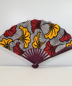 Abanico "Esencia Africana" – Diseño Único Hecho a Mano con Doble Tela Wax
