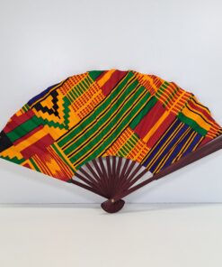 Abanico "Legado Kente" – Diseño Único Hecho a Mano con Doble Tela Wax