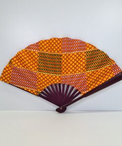 Abanico "Sol de Kumasi" – Diseño Único Hecho a Mano con Doble Tela Wax