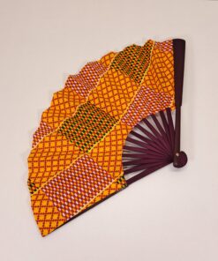 Alternative view of Abanico "Sol de Kumasi" – Diseño Único Hecho a Mano con Doble Tela Wax