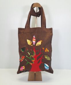 Bolsa "Baobab Ancestral" – Diseño Único con Mosaico de Telas Wax (Marrón Chocolate)