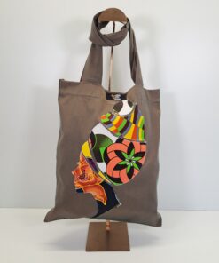 Bolsa "Turbante de la Paz" – Arte Textil en Mosaico Wax (Gris Piedra)