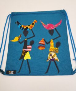 Mochila de Cordones "Mama África" – El Latido de la Vida (Azul Turquesa)