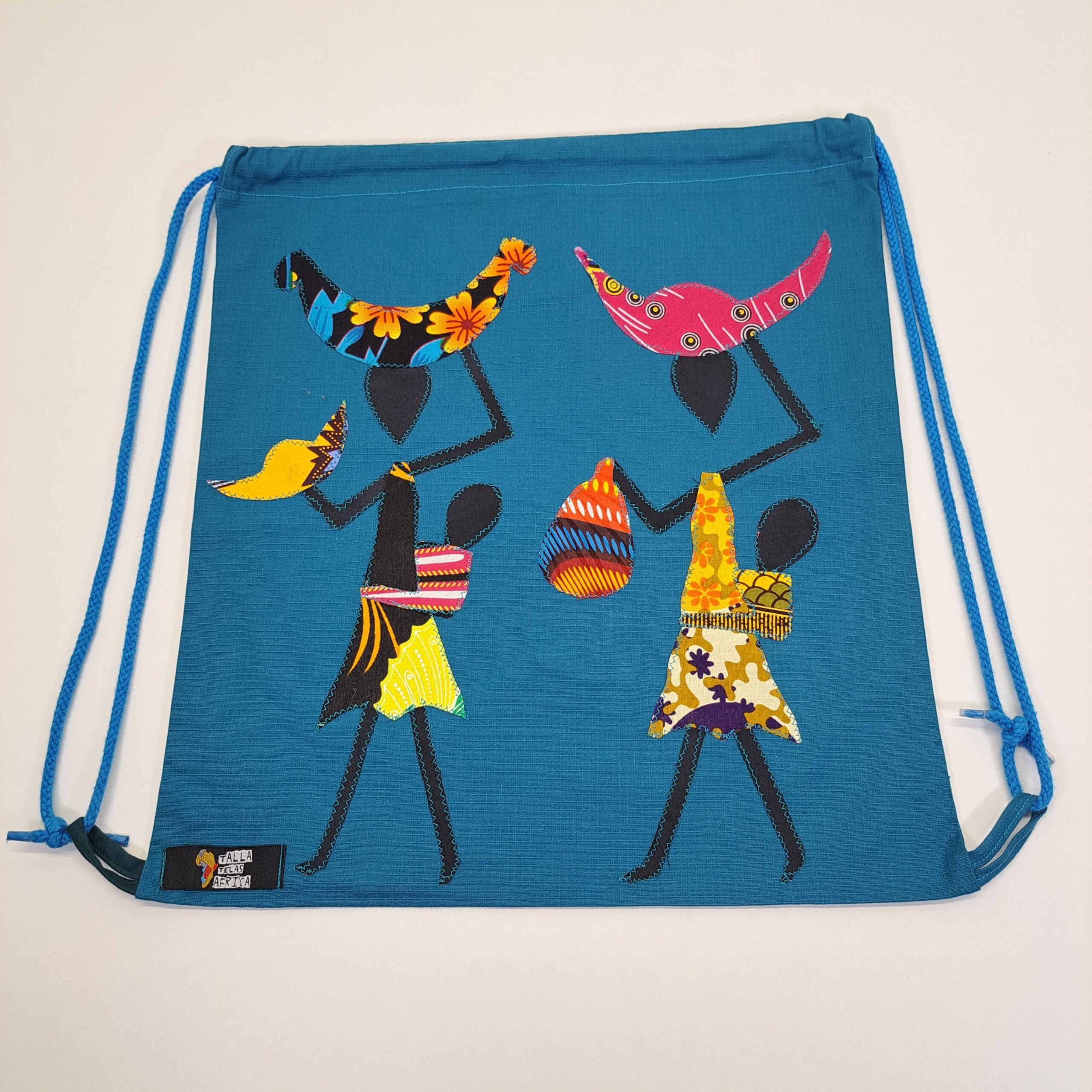 Mochila de Cordones "Mama África" – El Latido de la Vida (Azul Turquesa)