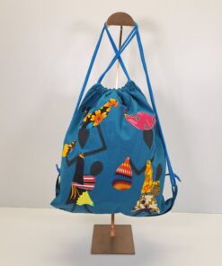 Alternative view of Mochila de Cordones "Mama África" – El Latido de la Vida (Azul Turquesa)