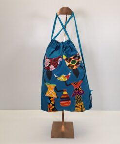 Alternative view of Mochila de Cordones "Teranga" – El Arte de la Bienvenida (Azul Turquesa)