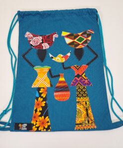 Mochila de Cordones "Teranga" – El Arte de la Bienvenida (Azul Turquesa)