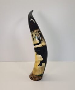 Cuerno de Vaca Decorativo Pintado a Mano – La Figura Envolvente del 'Gran Elefante' (Mediano)