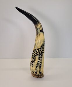 Cuerno de Vaca Decorativo Pintado a Mano – Diseño 'Jirafa de la Sabana' (Mediano)